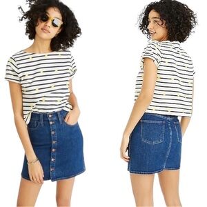 Madewell Stretch Denim Straight Mini Skirt Arroyo Wash Button-Front Size 27
